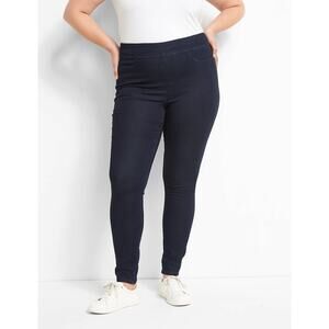 NWT Lane Bryant Women's Pull-On High-Rise Sateen Jegging Jeans Navy Blue Size 28